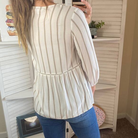 Fever white striped boho peasant blouse - Picture 2 of 9